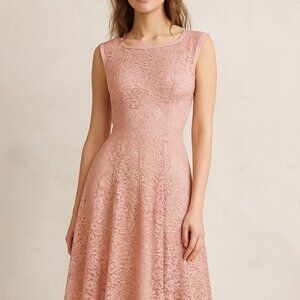 Vintage 1950s Mize Modes Pink Blush Lace Dress S/M